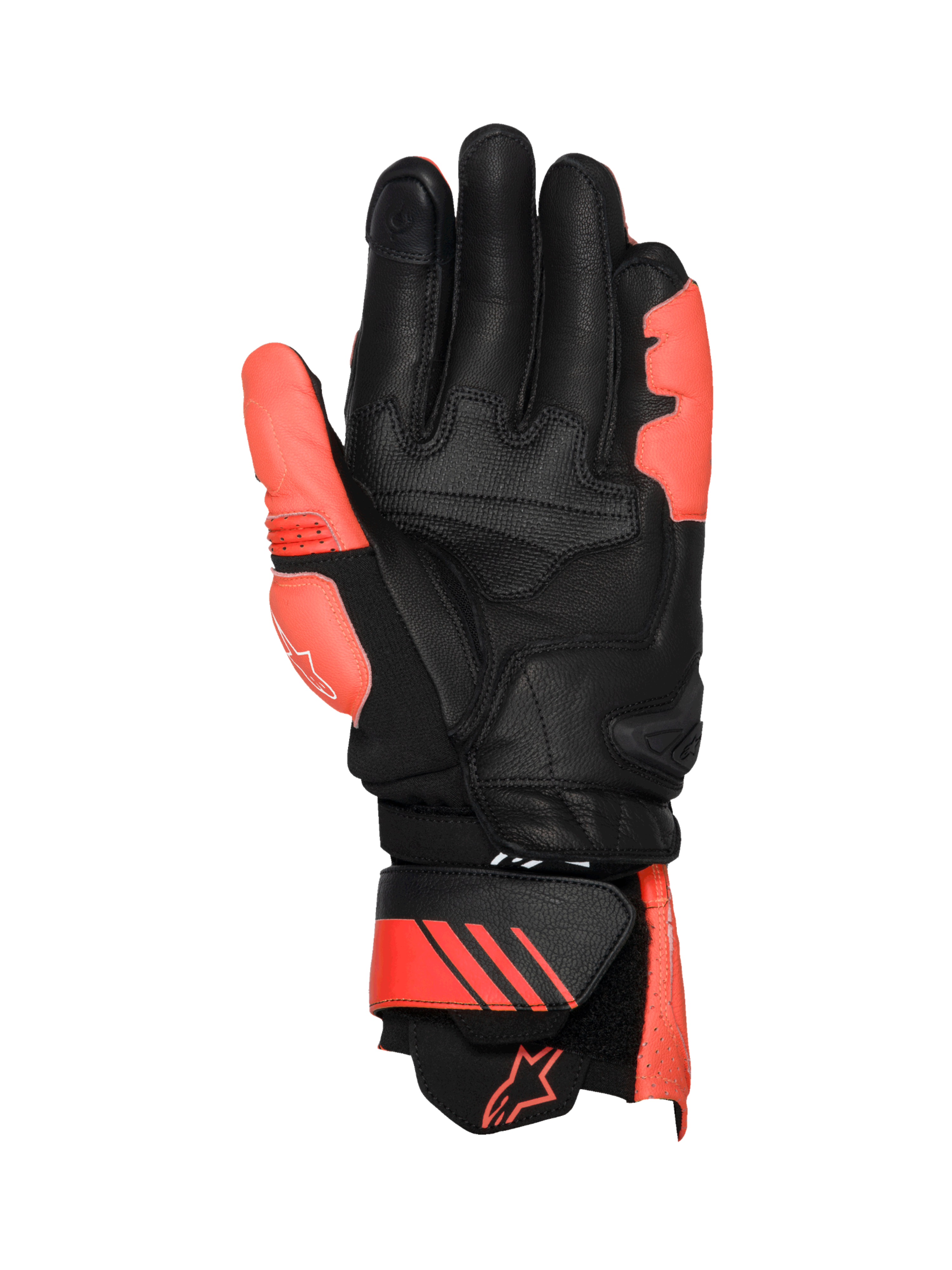 Alpinestars GP Plus R V3, guantes de cuero para hombre, negros y rojos fluo, con deslizador de palma de TPU protector para carreras