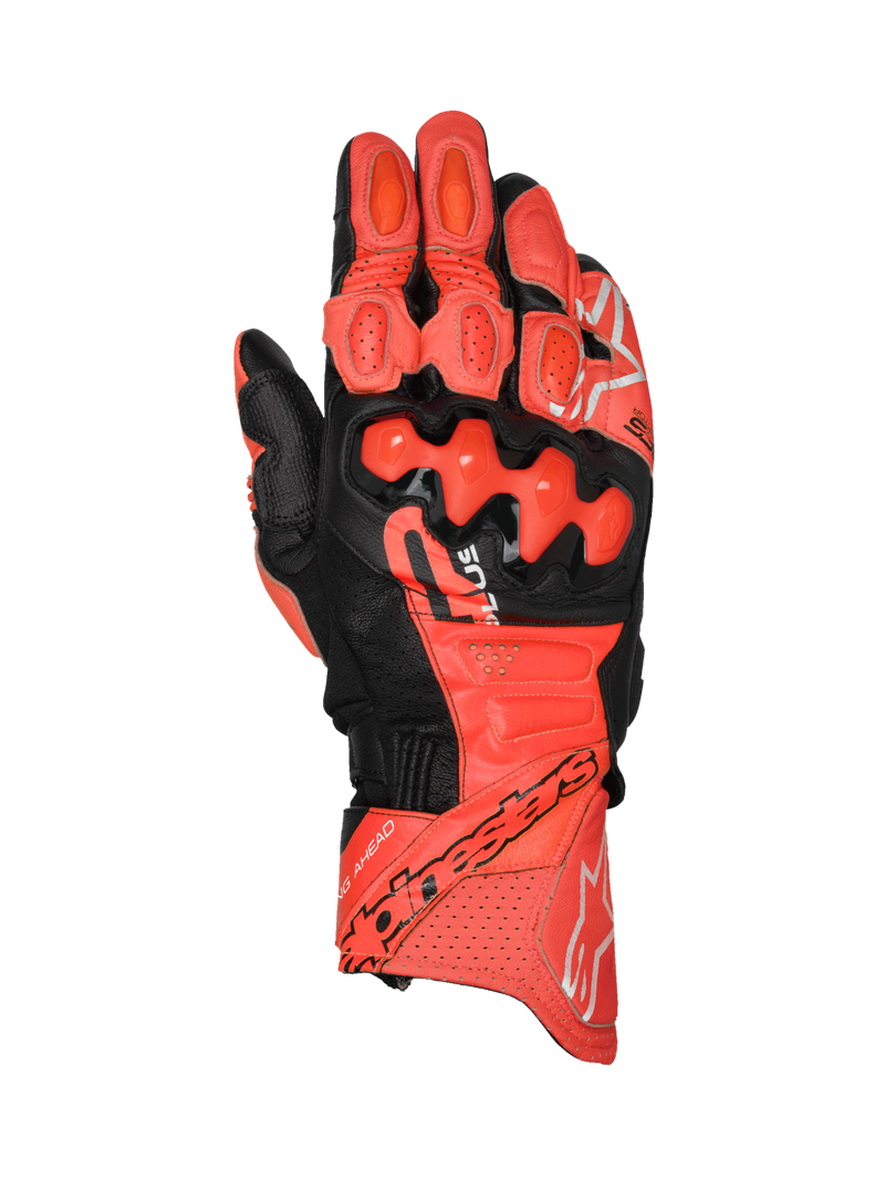 Alpinestars GP Plus R V3, guantes de cuero de carreras para moto, rojos y negros con protección TPU y certificados CE