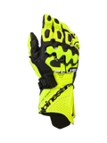 Alpinestars GP Plus R V3, guantes de cuero para carreras de moto, amarillo flúor y negro, con protectores de nudillos rígidos, zonas de ventilación perforadas y cierre de puño seguro con logotipos de la marca destacados
