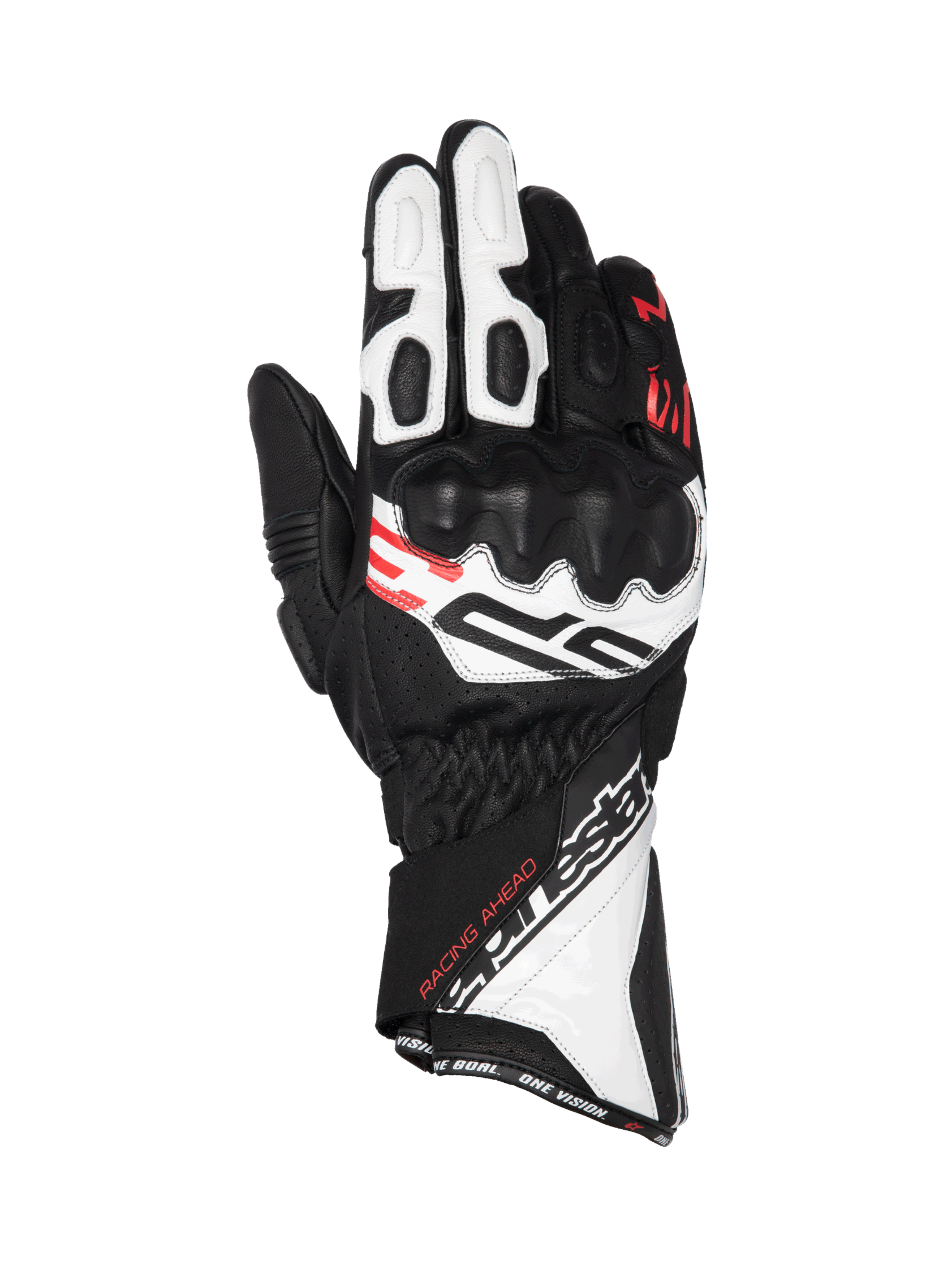 Alpinestars SP-3, guantes de moto de puño largo para carreras de hombre, negros, blancos y rojos, de cuero con protección de nudillos certificada CE