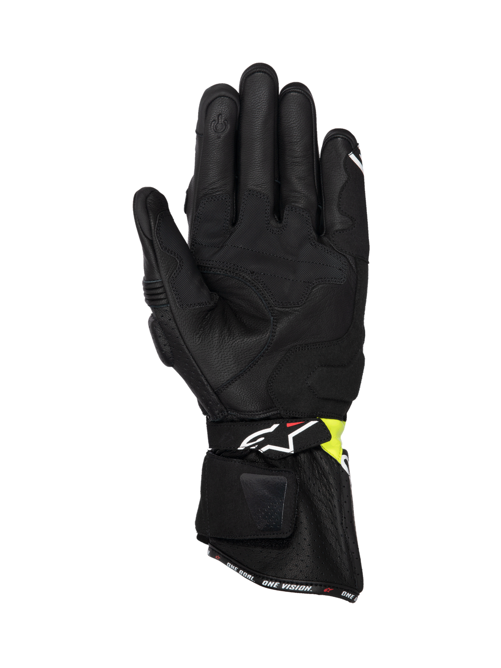 Guantes de moto Alpinestars SP-3, para hombre, negros y amarillos fluo, en cuero de cabra con certificación CE.