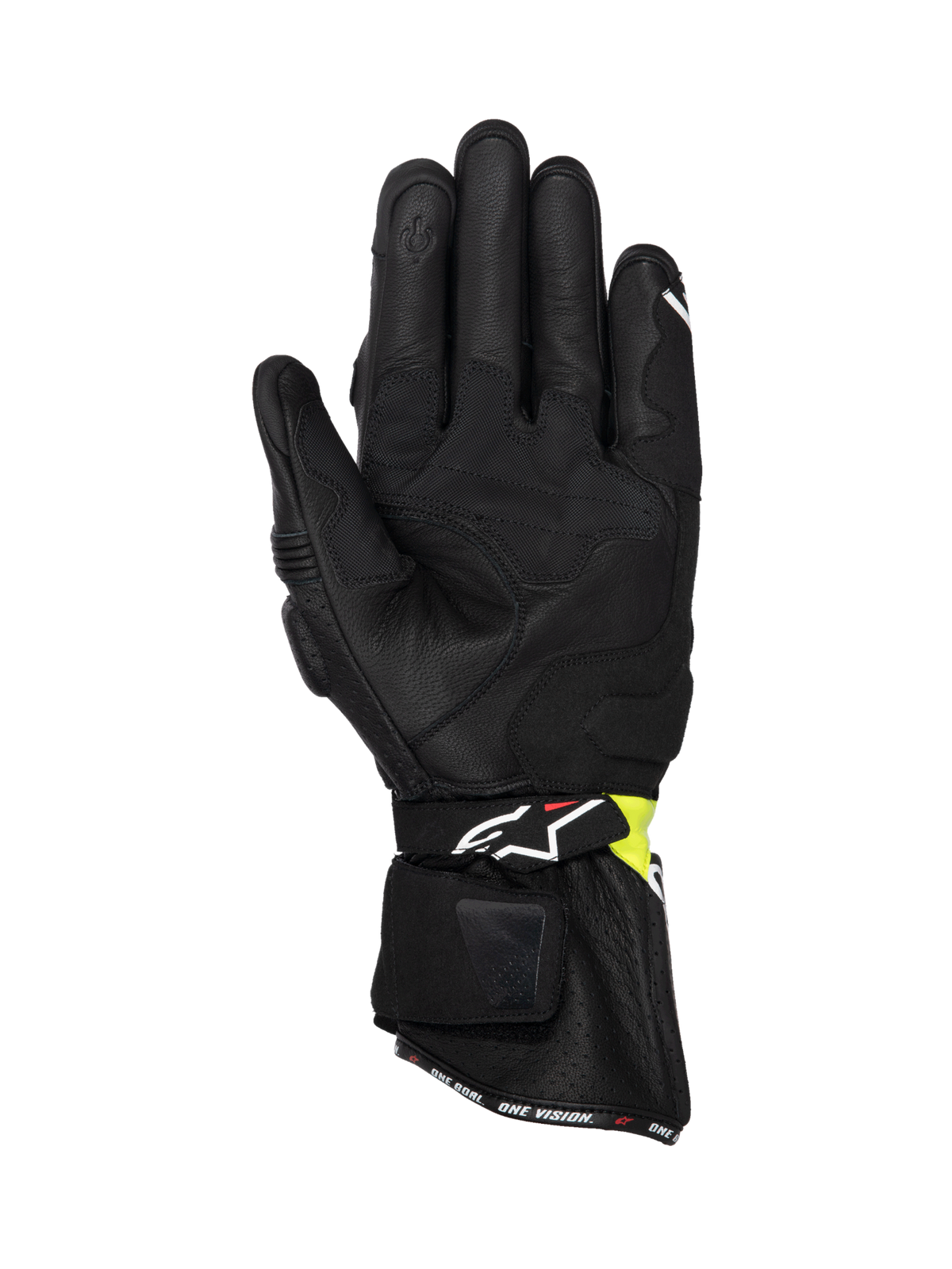 Guantes de moto Alpinestars SP-3, para hombre, negros y amarillos fluo, en cuero de cabra con certificación CE.
