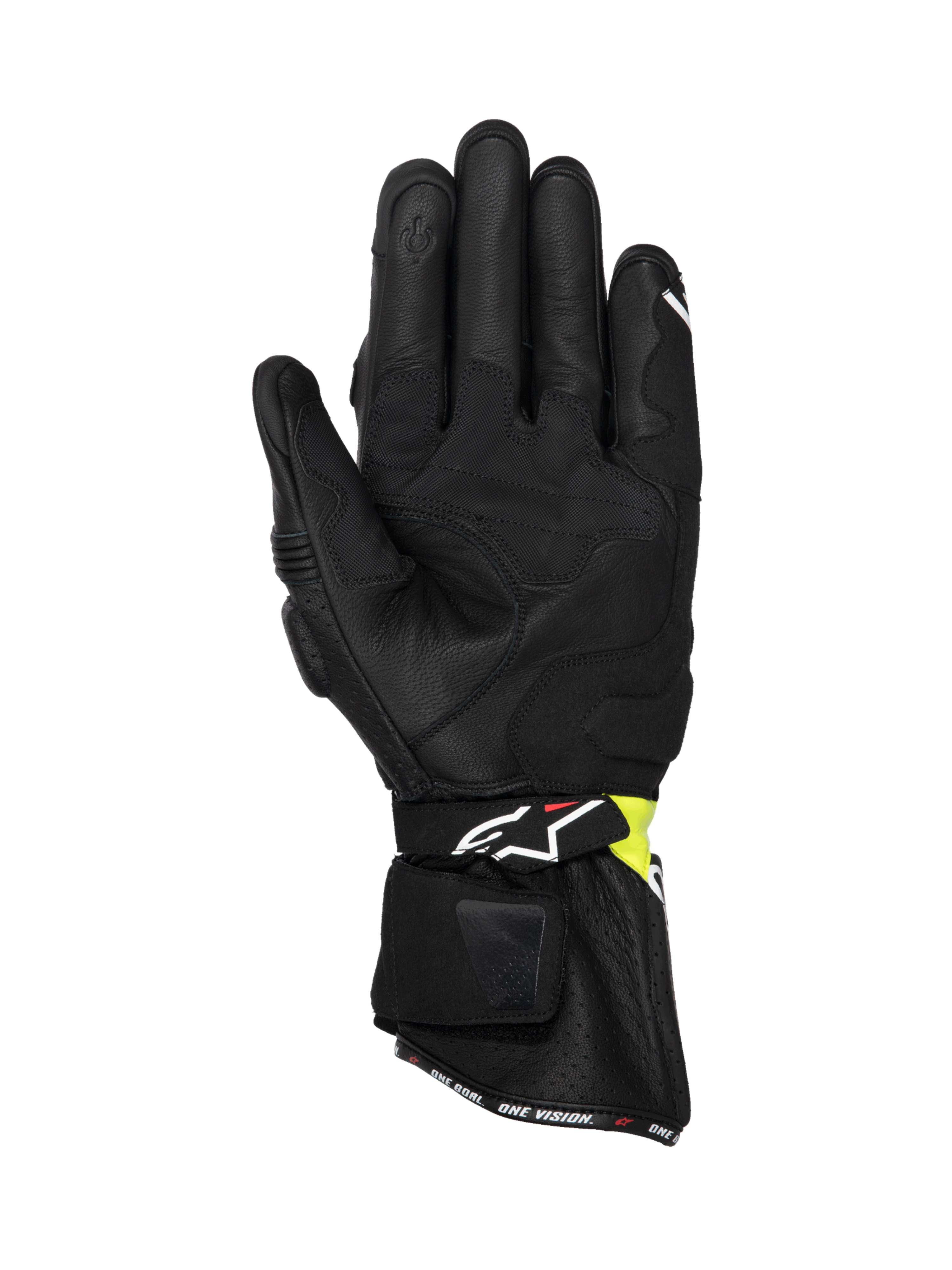 Guantes de moto Alpinestars SP-3, para hombre, negros y amarillos fluo, en cuero de cabra con certificación CE.