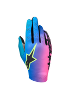 Alpinestars Sim Gloves Graphic 2, SIM Racing Gloves, Cyan Purple and Pink Gradient, Features Black Star Logo with Safety Yellow Outline, Perforated Backhand for Ventilation, Lightweight Performance Gaming Gear