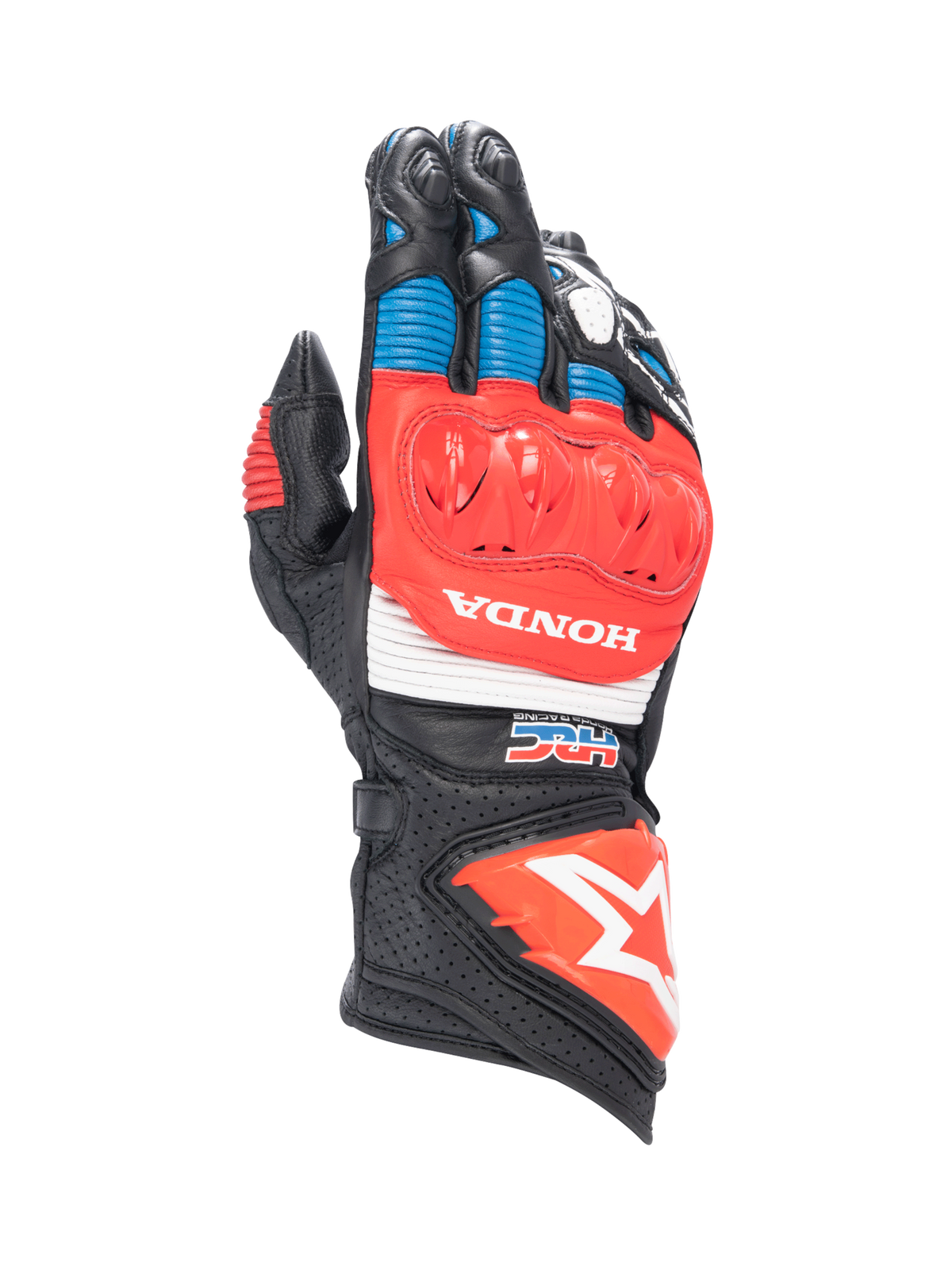 Alpinestars Honda GP Pro R3, guantes de caña larga para carreras de moto, negros y rojos, cuero con protección DFS