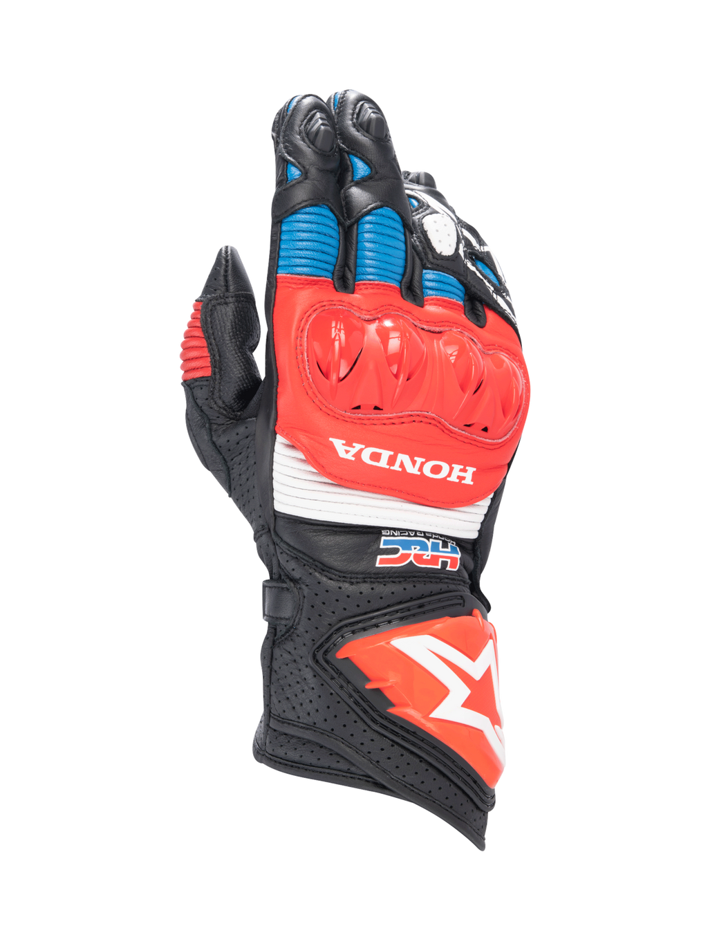 Alpinestars Honda GP Pro R3, guantes de caña larga para carreras de moto, negros y rojos, cuero con protección DFS