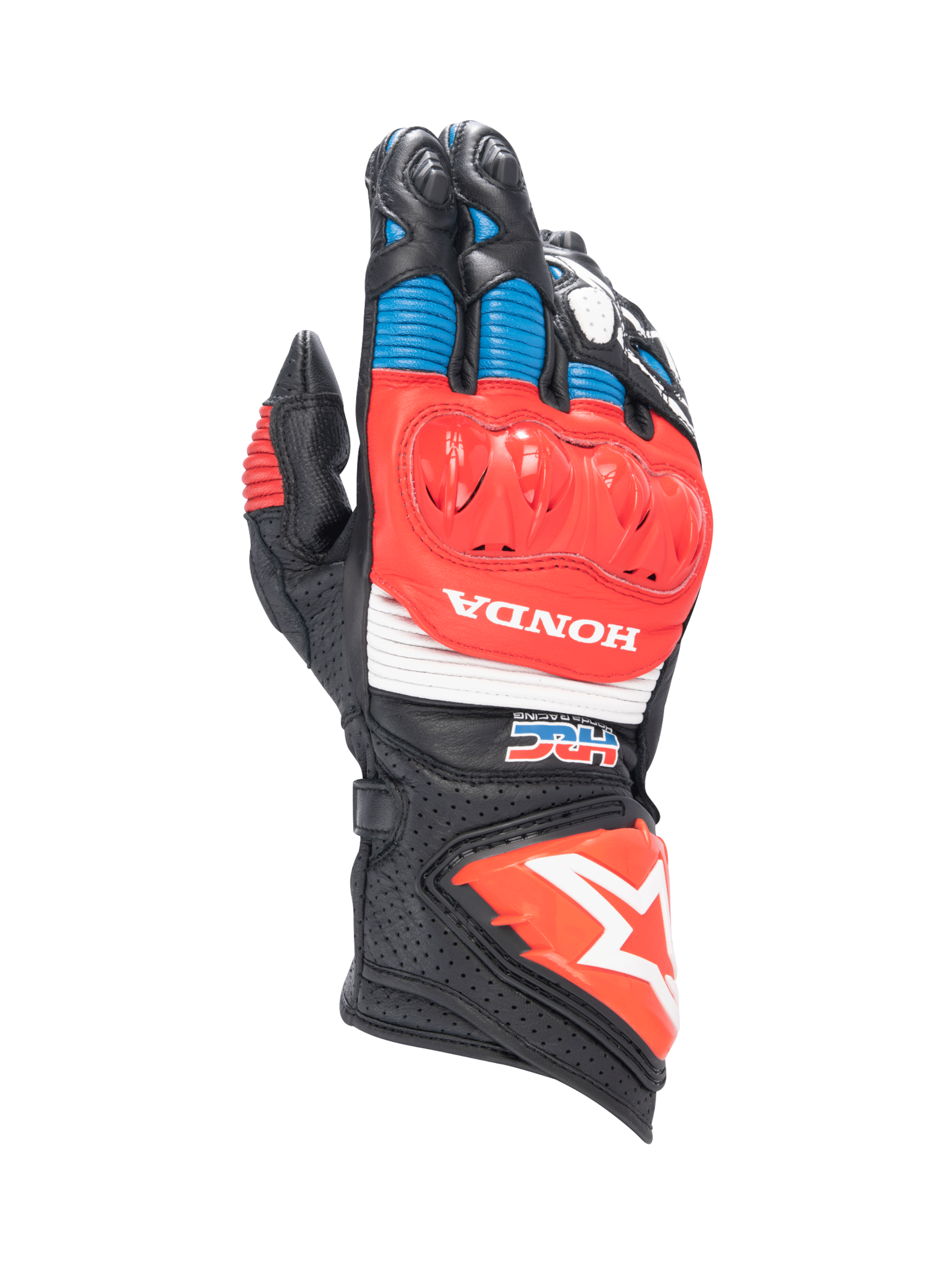 Alpinestars Honda GP Pro R3, guantes de caña larga para carreras de moto, negros y rojos, cuero con protección DFS