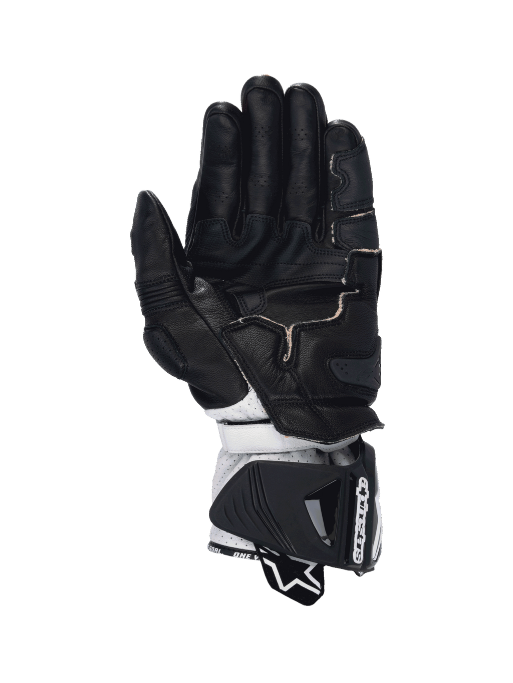 Alpinestars GP Pro R4, guantes de moto para carreras de hombre, negros y blancos, palma de cuero de canguro y protección DFS