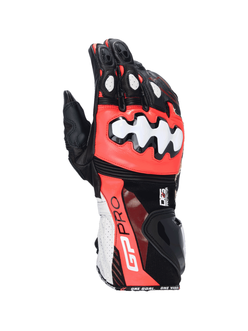 Alpinestars GP Pro R4, guantes de moto para carreras, hombre, negros, rojos y blancos, cuero con protectores de nudillos DFS