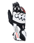 Alpinestars GP Pro R4, guantes de moto para carreras, negros, blancos y rojos, con protectores de nudillos DFS blancos, confección en cuero de primera calidad y diseño de alto rendimiento para pista