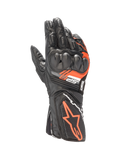 Alpinestars SP-8 V3, guantes de moto de cuero para hombre, negros y rojo fluo, protección de nudillos de doble densidad, diseño deportivo de alto rendimiento para carreras