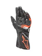 Alpinestars SP-8 V3, guantes de moto de cuero para hombre, negros y rojo fluo, protección de nudillos de doble densidad, diseño deportivo de alto rendimiento para carreras