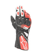 Alpinestars SP-8 V3, guantes de moto para carreras de hombre, negros, blancos y rojos, cuero con protección de nudillos SP
