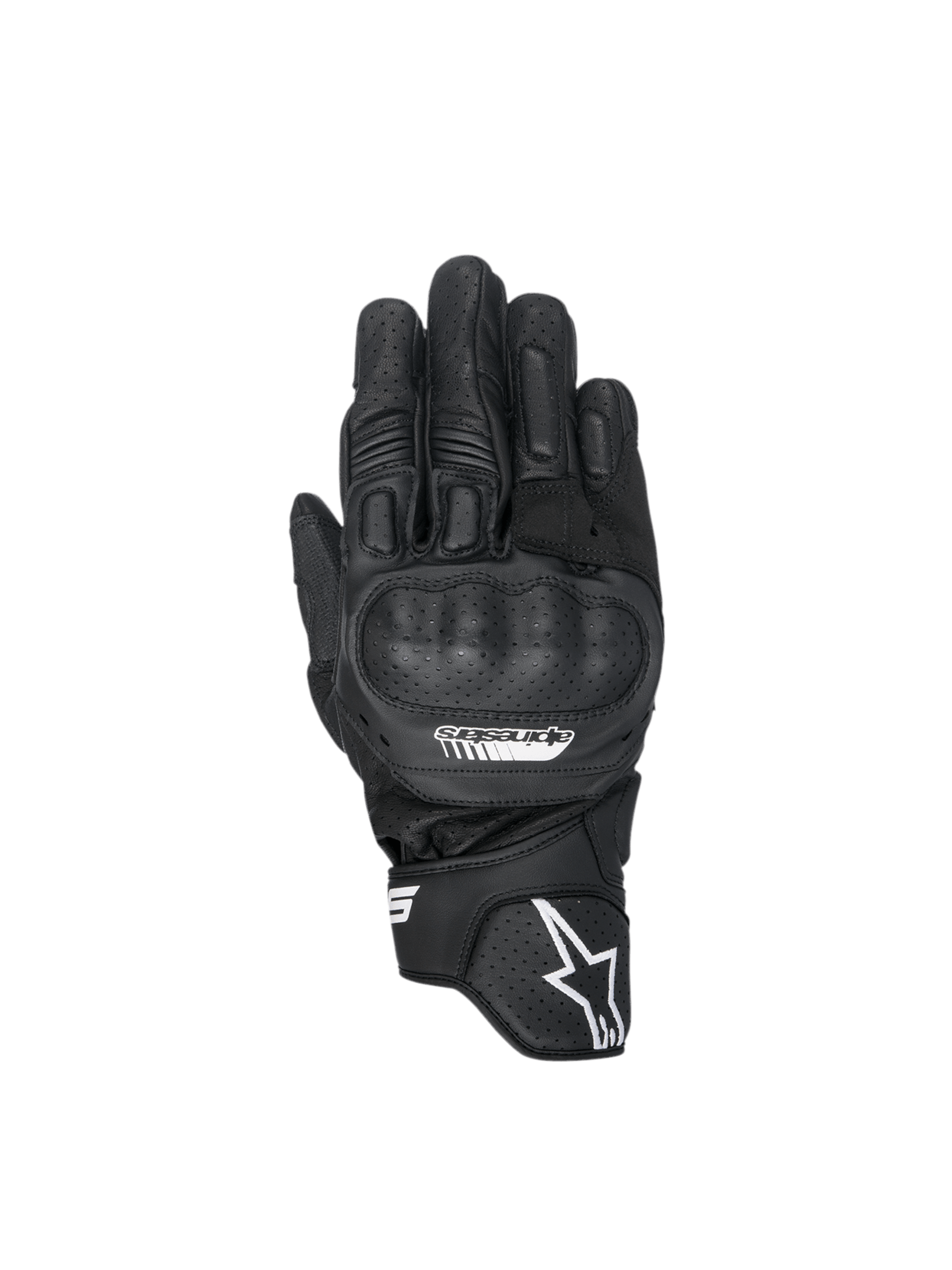 Alpinestars SP-5, guantes de moto para carreras en cuero negro, con protectores de nudillos y piel perforada