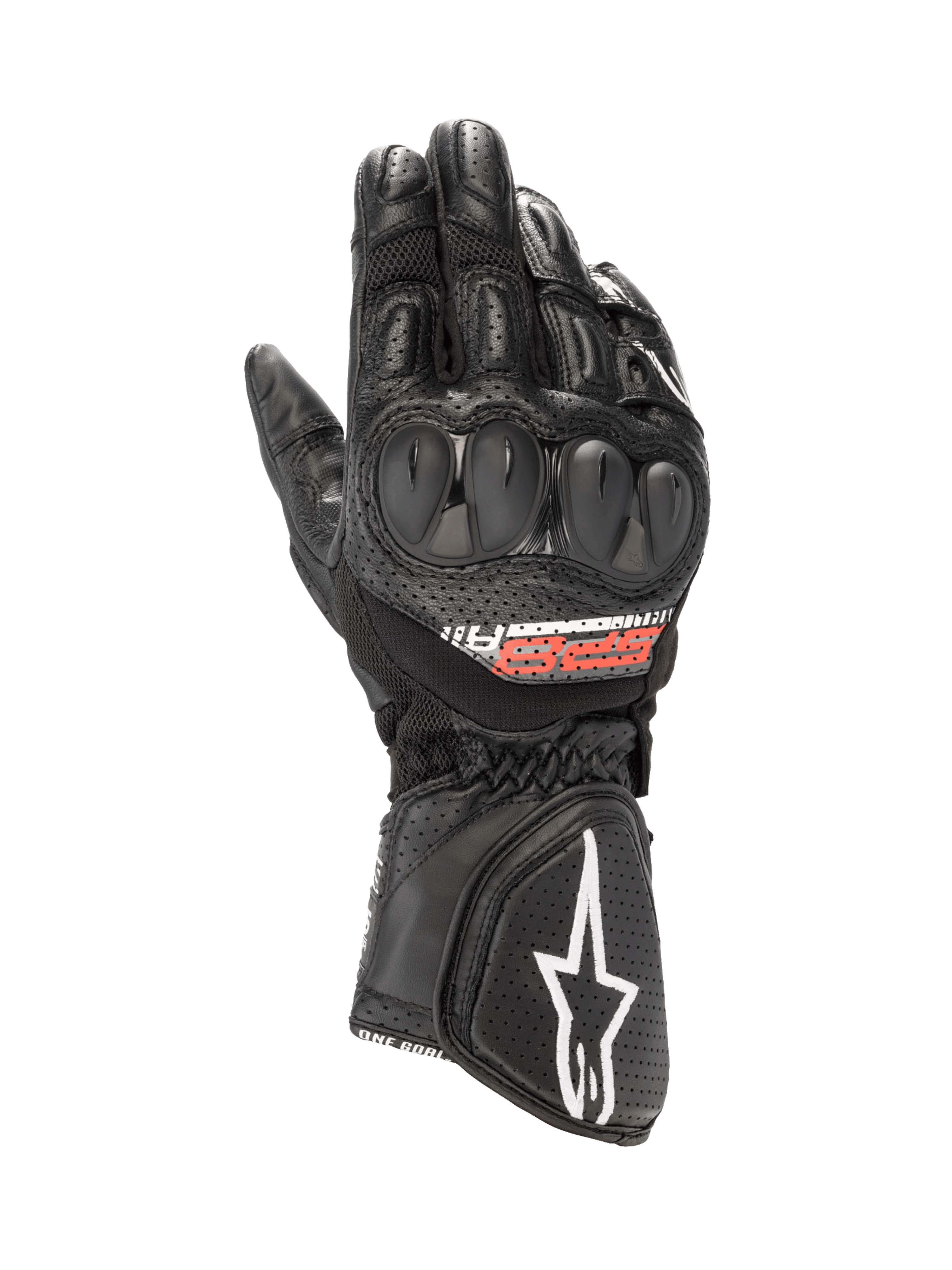 Guantes Alpinestars SP-8 V3 Air, guantes de moto para carreras, negros, con protección de nudillos, cuero y malla