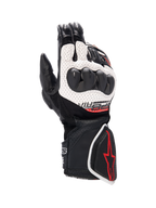 Alpinestars guantes SP-8 V3 Air, guantes de moto para hombre, negros y blancos con detalles rojos, protección de nudillos
