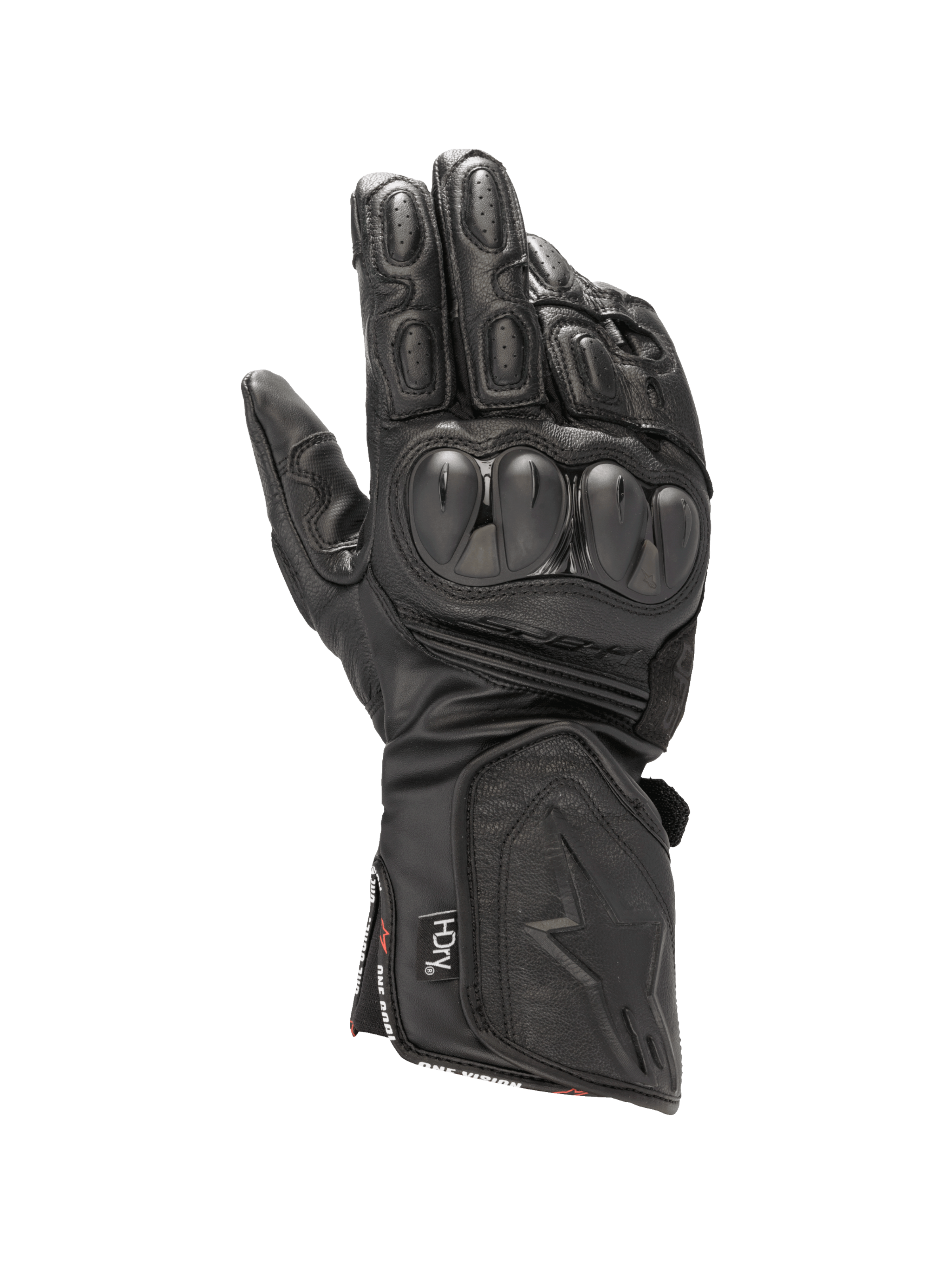 Alpinestars SP-8 HDry, guantes de moto para carreras, negros e impermeables con protección de nudillos, construcción de cuero