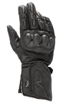 Alpinestars SP-8 HDry Gloves, guantes impermeables de carreras para moto, negros, protectores de nudillos rígidos de doble densidad, cuero texturizado con perforaciones, dedos acolchados, puño largo con logotipo de estrella en relieve y marca de tecnología HDry