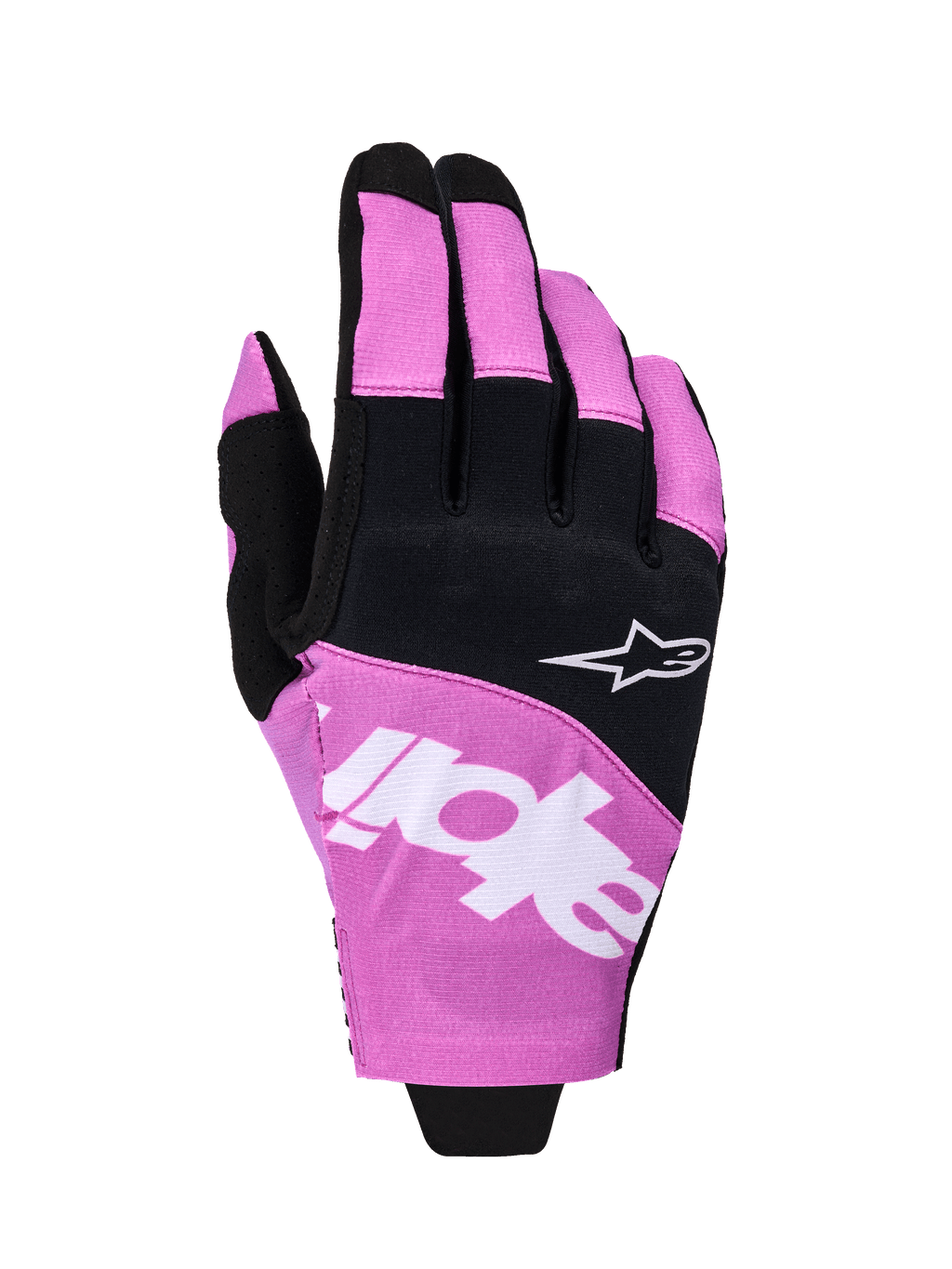 Alpinestars 2026 Techstar Gloves, Motocross Gloves, Black and Purple, backhand view featuring white Astar logo and branding, stretch micro ripstop construction, performance off-road hand protection