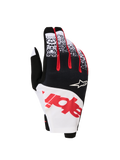 Alpinestars Guantes Techstar 2027, guantes motocross de hombre, negros, blancos y rojos flúor, micro ripstop elástico