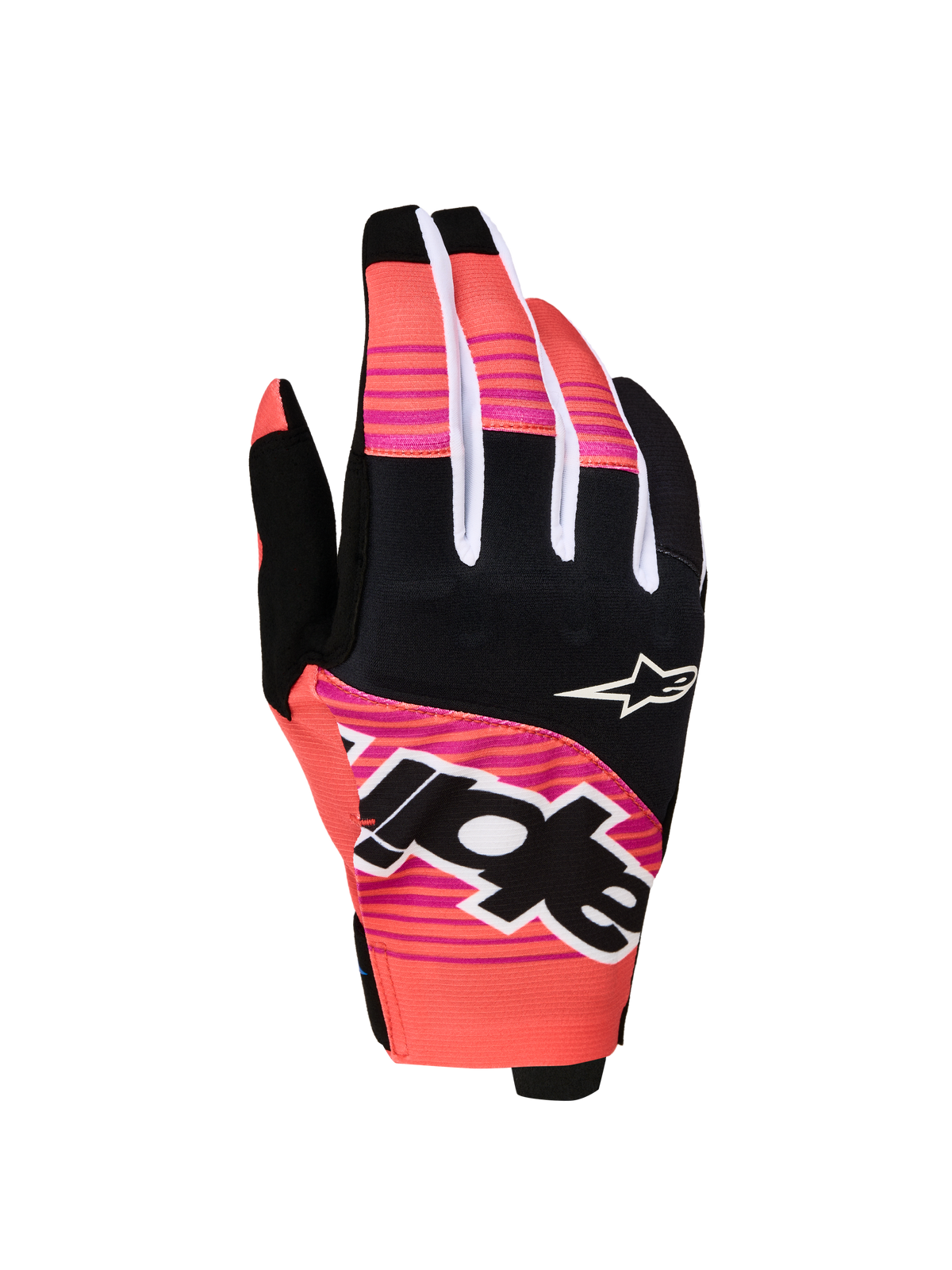Guantes Alpinestars Techstar 2027, guantes de motocross para hombre, rosa y negro, con gráficos sublimados, nudillos de neopreno y palma de ante sintético