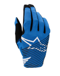 Guantes Alpinestars Radar Pro 2025, guantes de motocross, azules con logotipo Astar blanco y rayas negras diagonales, diseño de malla ligera y transpirable para un rendimiento todoterreno