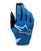 Guantes Alpinestars Radar Pro 2025, guantes de motocross, azules con logotipo Astar blanco y rayas negras diagonales, diseño de malla ligera y transpirable para un rendimiento todoterreno