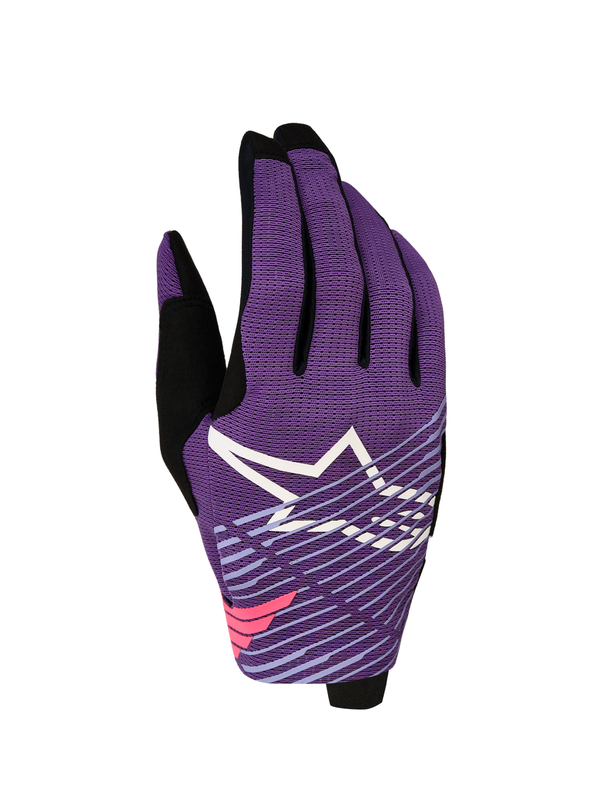 Guantes Alpinestars Radar Pro 2027 de motocross para hombre, morados y negros con malla elástica y logo de estrella