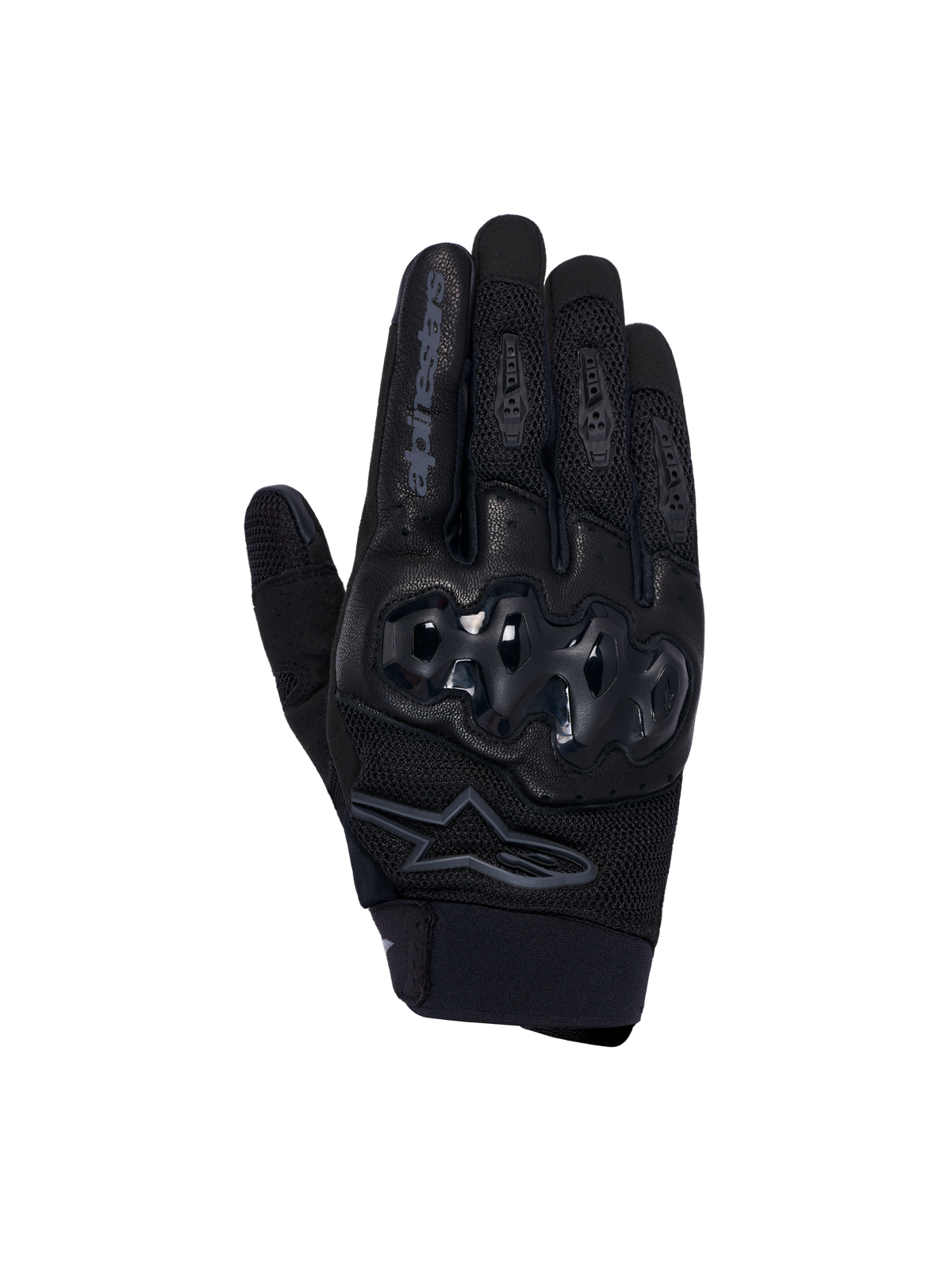 Alpinestars Megawatt V2 Air Guantes, guantes de moto para enduro, negros y blancos, con protección de nudillos Dynamic Friction Shield y construcción de malla 3D transpirable, vista frontal