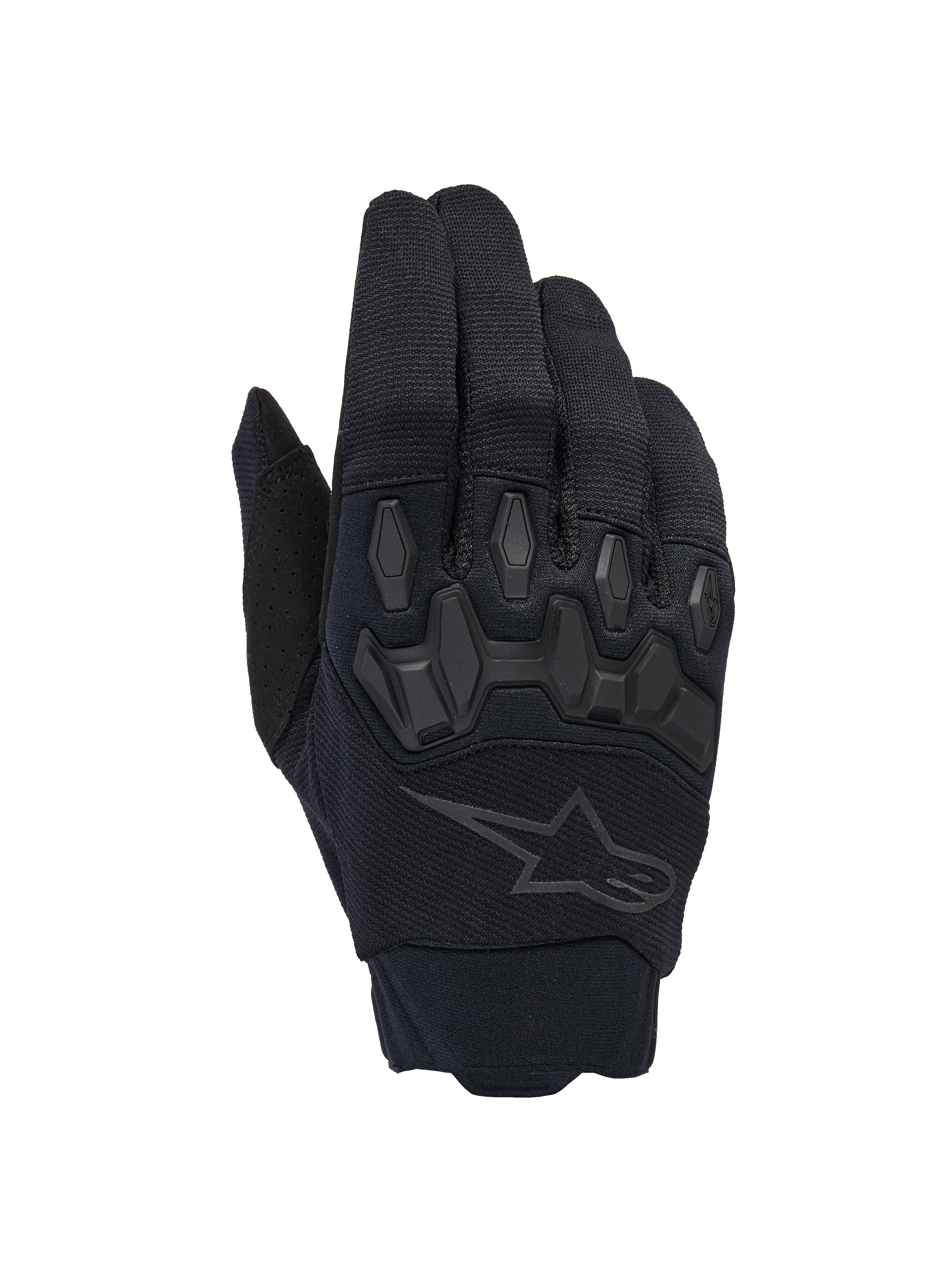 Guantes Alpinestars Full Bore V2, guantes de motocross negros, con protectores de nudillos de TPR ergonómicos y tejido elástico transpirable, sutil logotipo de estrella negro en el dorso, equipamiento de alto rendimiento para todoterreno