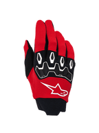 Guantes Alpinestars Full Bore V2, guantes de motocross, rojos y negros, con logotipo de estrella blanca en el dorso, protectores de nudillos de TPR ergonómicos con detalles blancos y tejido elástico transpirable para rendimiento off-road