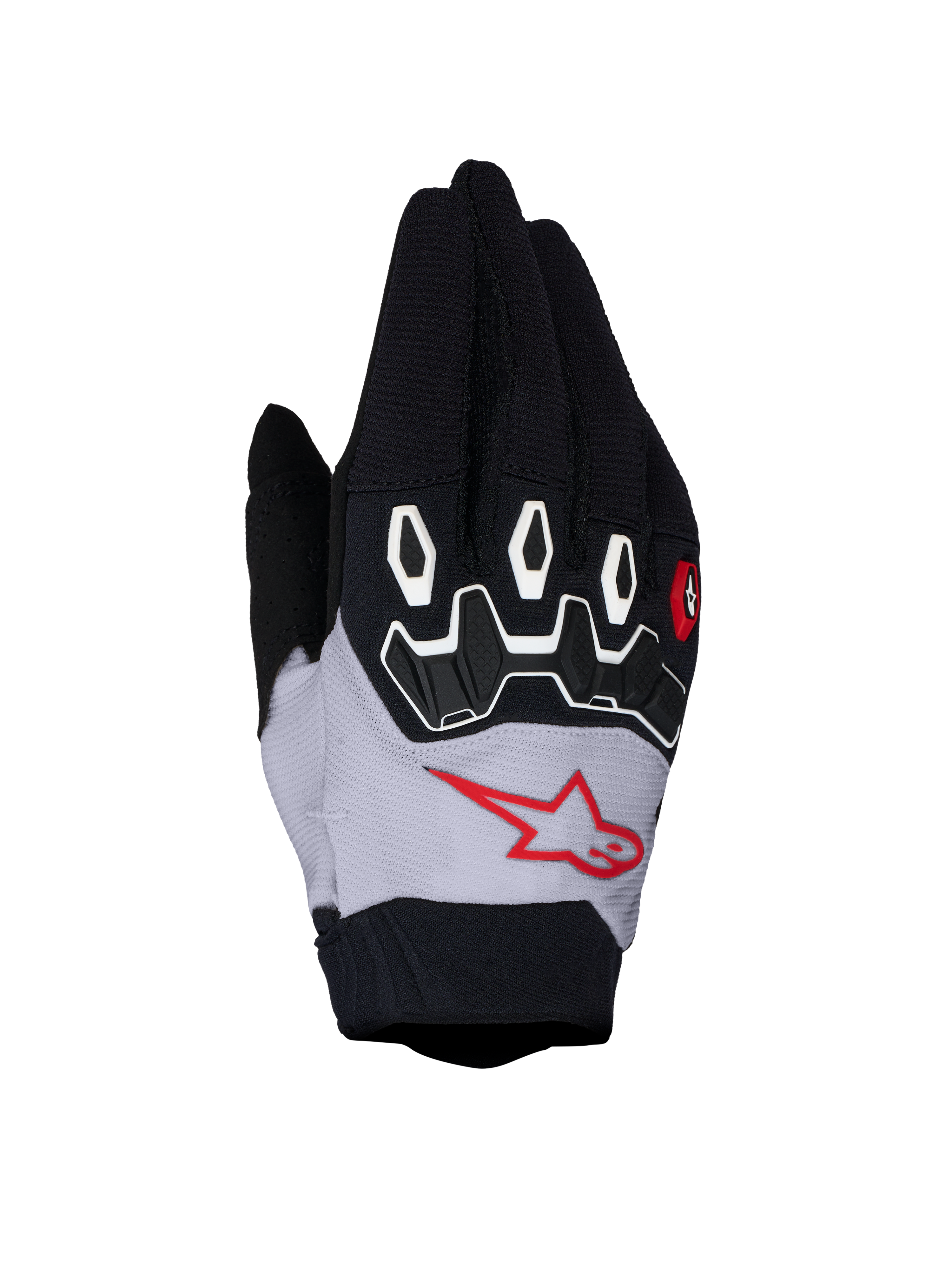 Alpinestars Full Bore V2 Motocross Gloves in Black and Light Lilac with TPR knuckle protection and breathable textile.