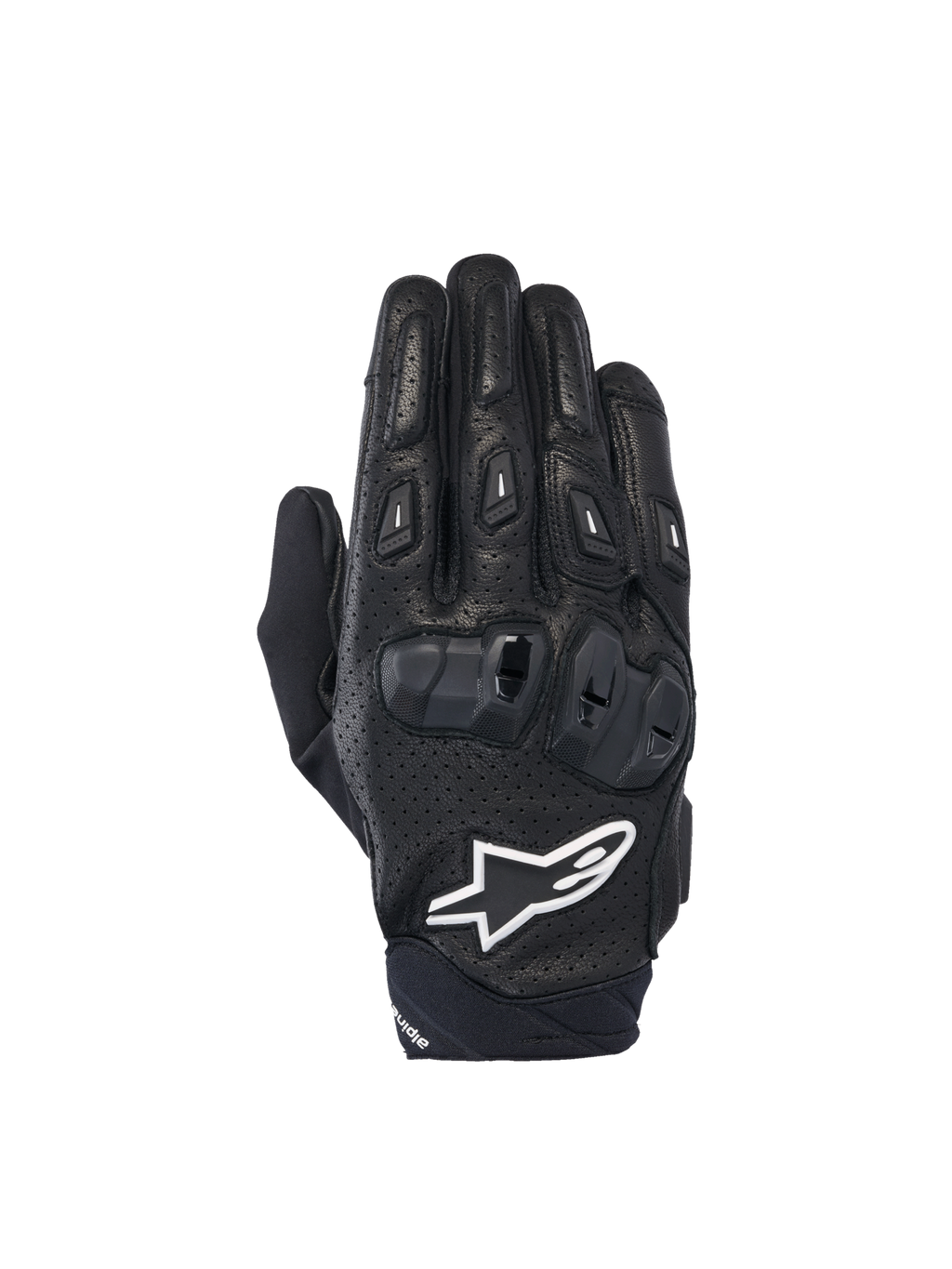 Guantes Alpinestars SP X 7, guantes de moto deportivos cortos para hombre, negros y blancos, cuero perforado con protección de nudillos y certificación CE