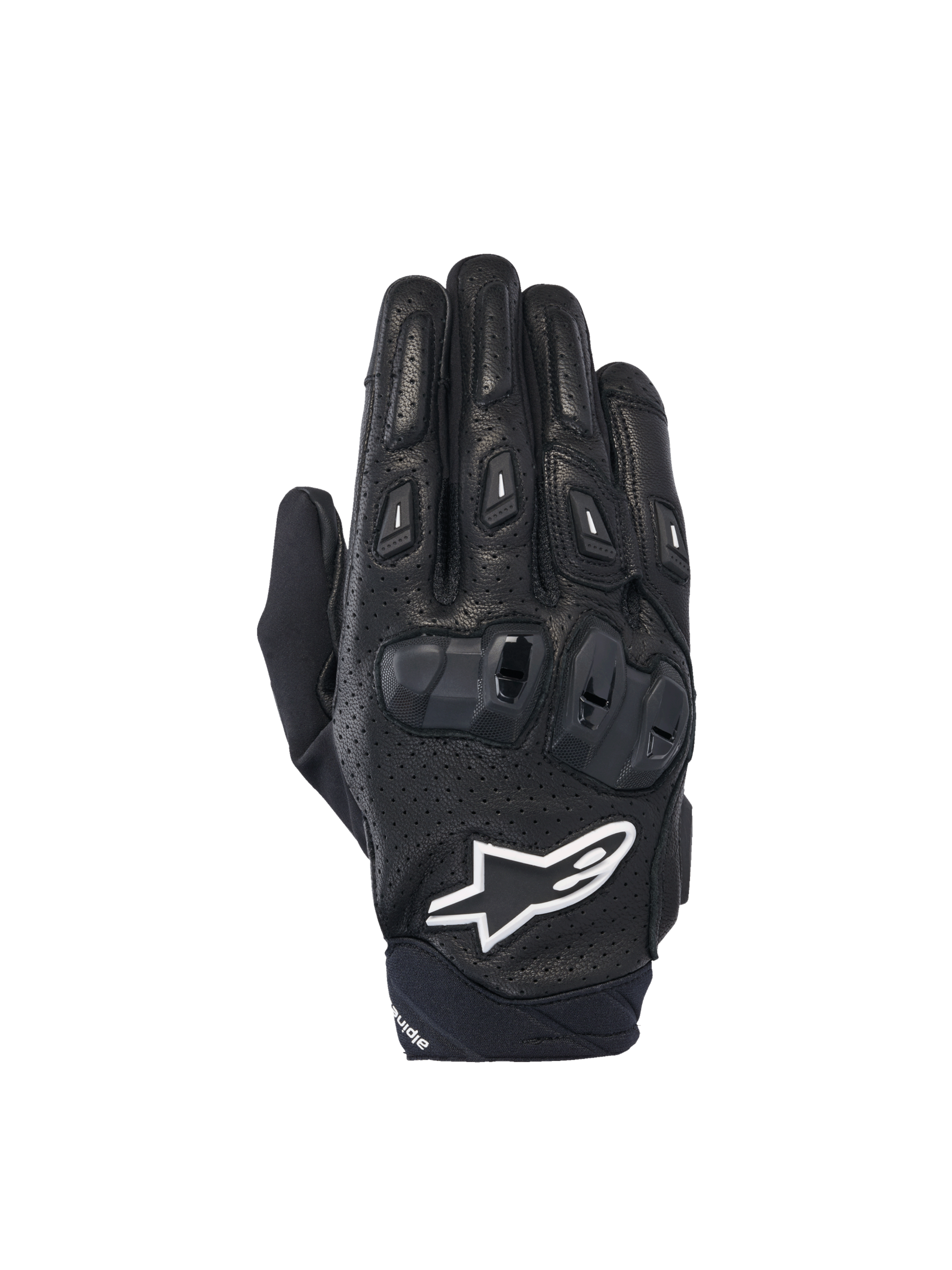 Guantes Alpinestars SP X 7, guantes de moto deportivos cortos para hombre, negros y blancos, cuero perforado con protección de nudillos y certificación CE