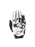 Alpinestars SP X 7, guantes de moto de cuero perforado blancos y negros con nudillos de TPU de doble densidad.