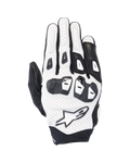 Guantes Alpinestars SP X 7, guantes de moto deportivos cortos, blancos y negros, con construcción de cuero perforado y protección de nudillos de TPU de doble densidad, logo de estrella blanca, diseño ventilado para conducción de verano de alto rendimiento