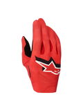 Alpinestars Supertech MX Gloves 2027, fire red motocross racing gloves with black and white star logo and laser perforations.