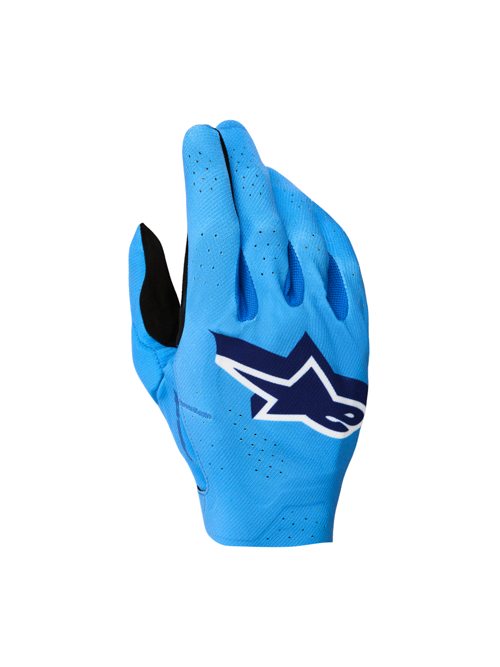 Alpinestars Supertech MX 2027, guantes de moto para motocross, azules con dorso elástico transpirable y logotipo blanco