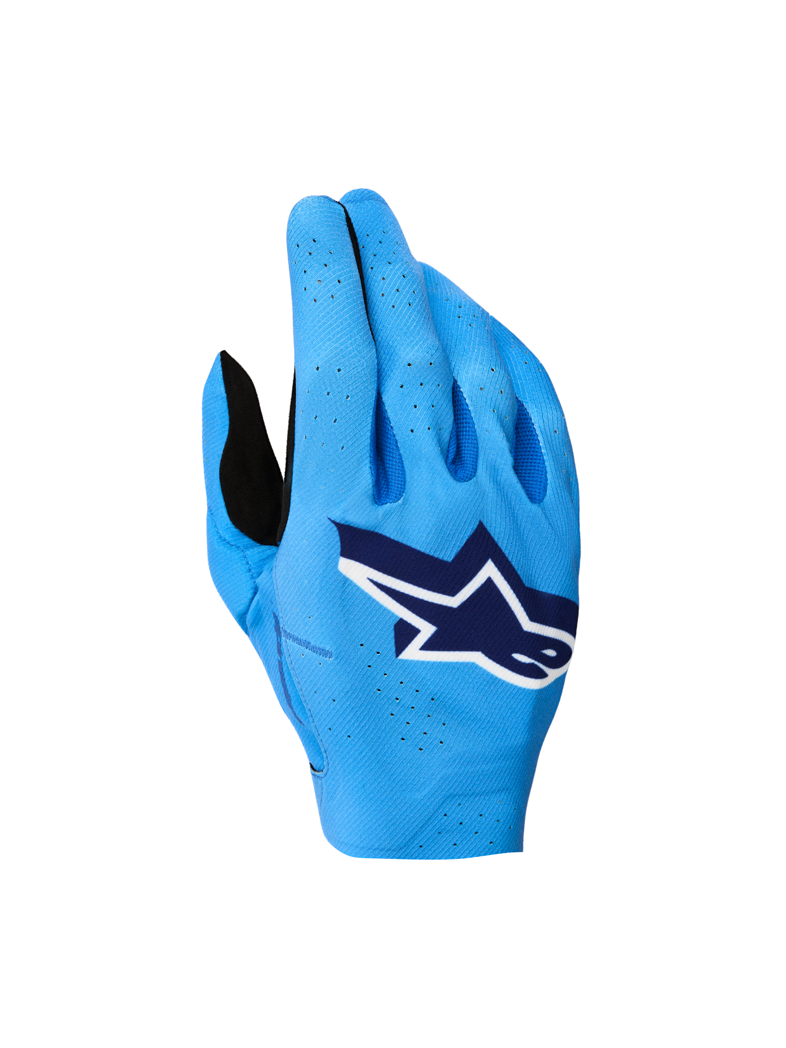 Alpinestars Supertech MX 2027, guantes de moto para motocross, azules con dorso elástico transpirable y logotipo blanco