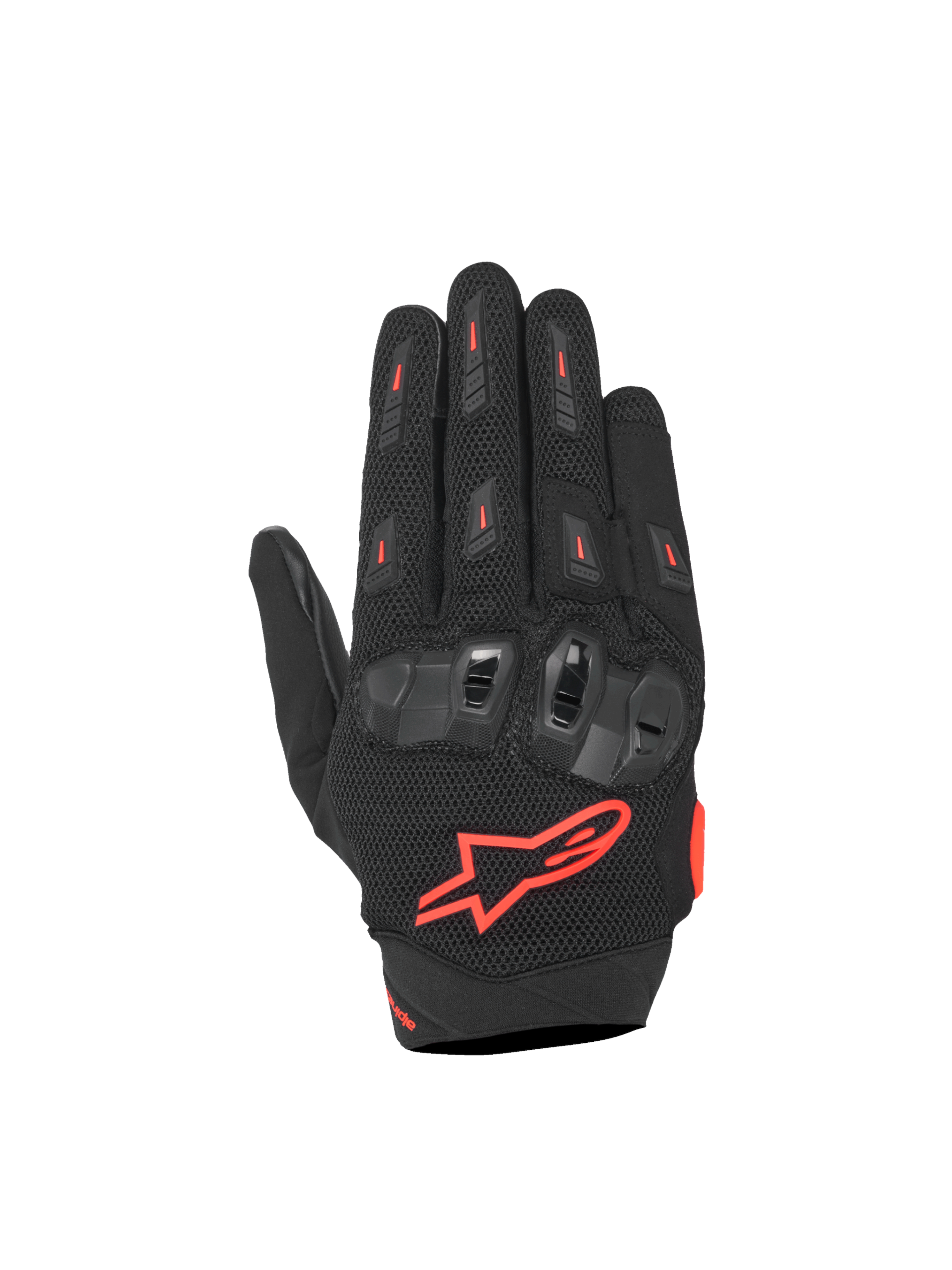 Alpinestars SP X 5 Air, guantes de moto negros y rojo flúor, con malla 3D y protección de nudillos TPU, certificados CE