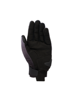 Guantes Alpinestars Reef V2, guantes de moto de puño corto, gris medio, negro y blanco, vista de la palma con ante sintético, refuerzo acolchado y cierre de velcro seguro en la muñeca.