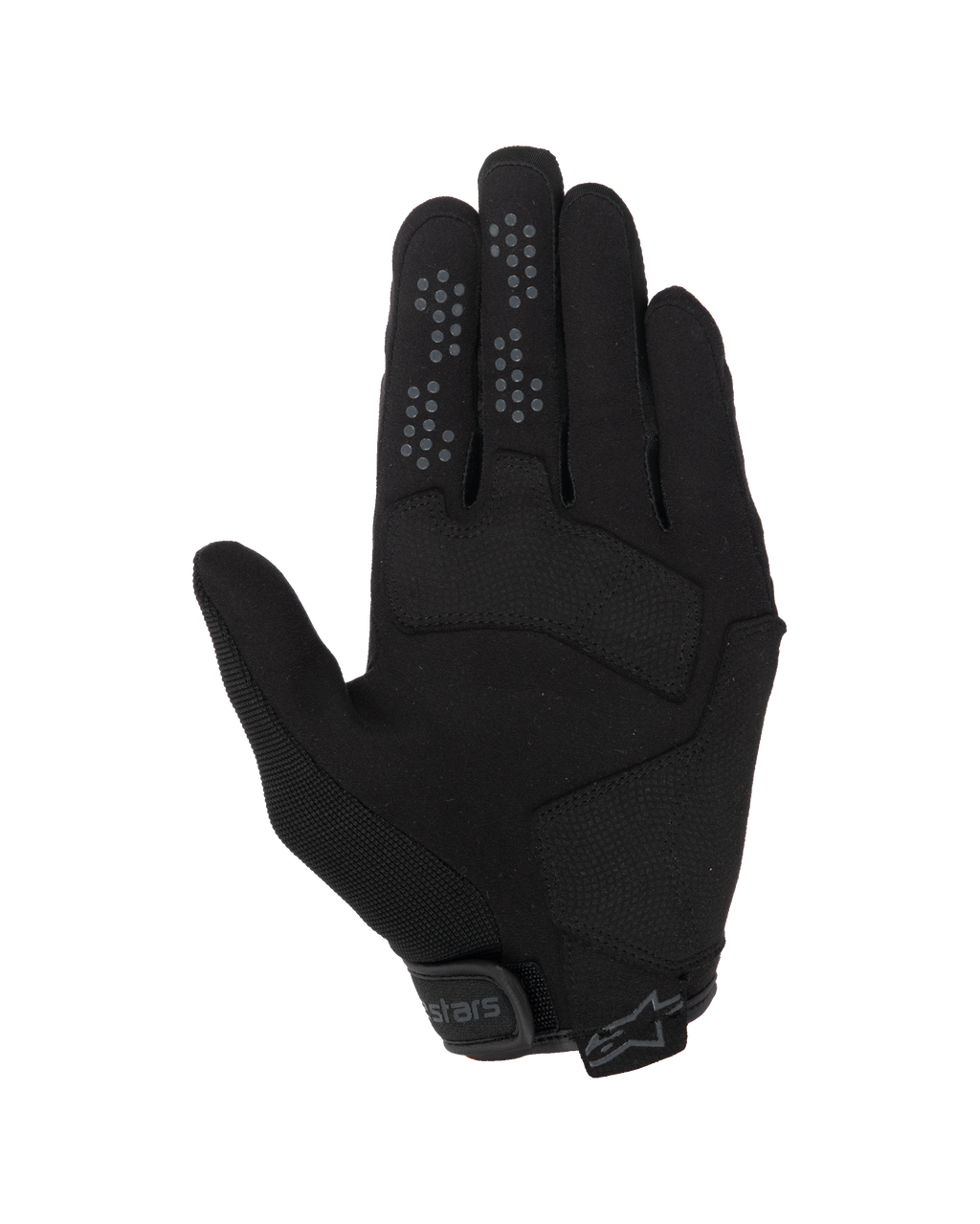 Alpinestars Chrome V2 Gloves, guantes de moto urbanos, Black Asphalt, vista de la palma con construcción en ante sintético, puntos de agarre de silicona en los dedos índice y corazón, y cierre de puño ajustable con velcro
