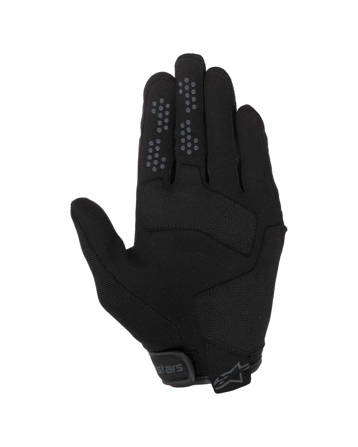 Alpinestars Chrome V2 Gloves, guantes de moto urbanos, Black Asphalt, vista de la palma con construcción en ante sintético, puntos de agarre de silicona en los dedos índice y corazón, y cierre de puño ajustable con velcro