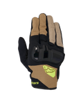 Alpinestars Chrome V2, guantes de moto de puño corto, caqui oscuro y negro, con protección rígida en los nudillos, paneles de malla transpirable y logotipo Alpinestars en amarillo fluorescente, equipo de conducción urbana