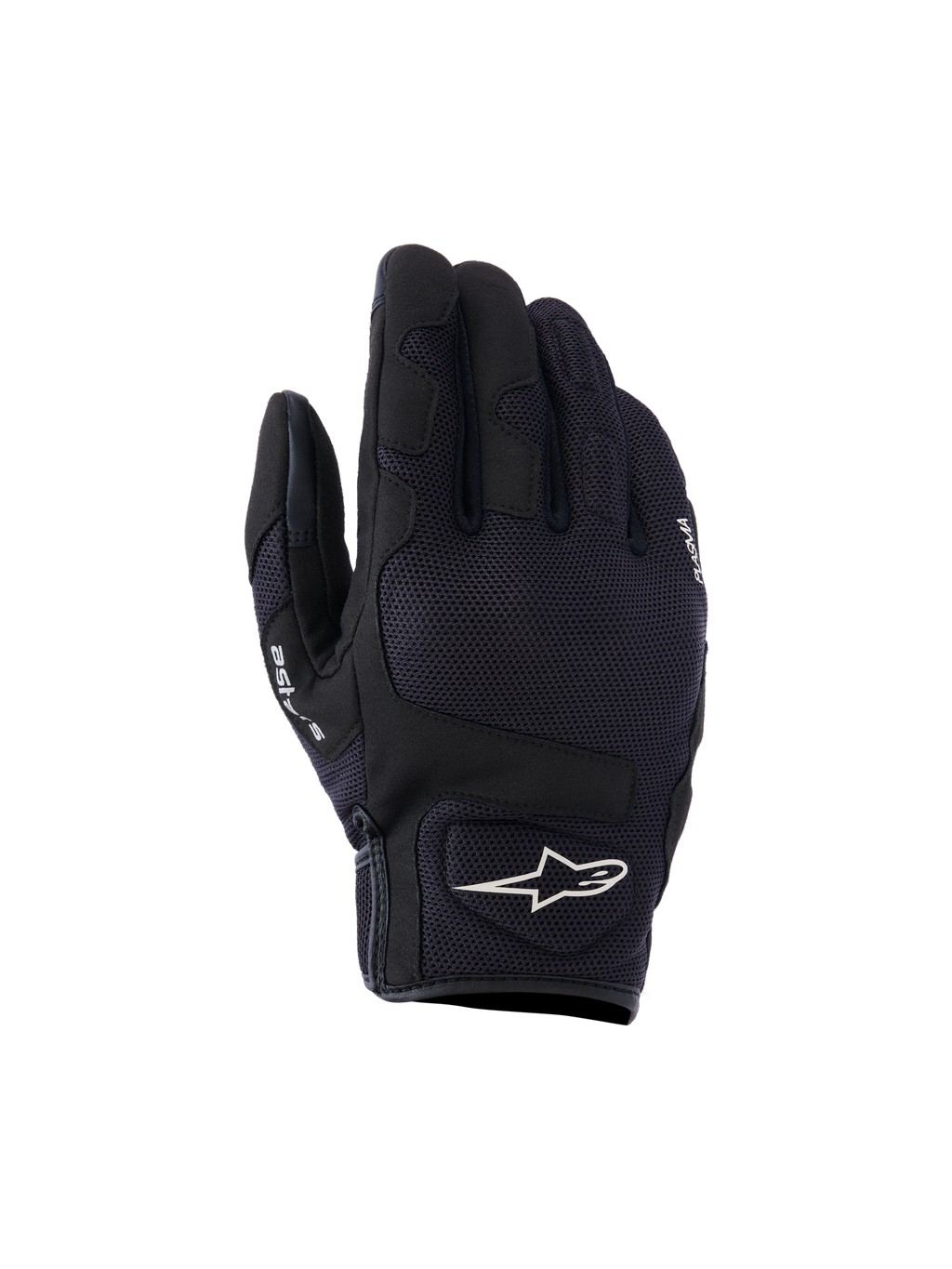 Alpinestars Ignite Gloves, guantes urbanos para moto, negros, con parte superior de malla transpirable, protección de nudillos NUCLEON PLASMA y logotipo de estrella Alpinestars blanco en el puño.