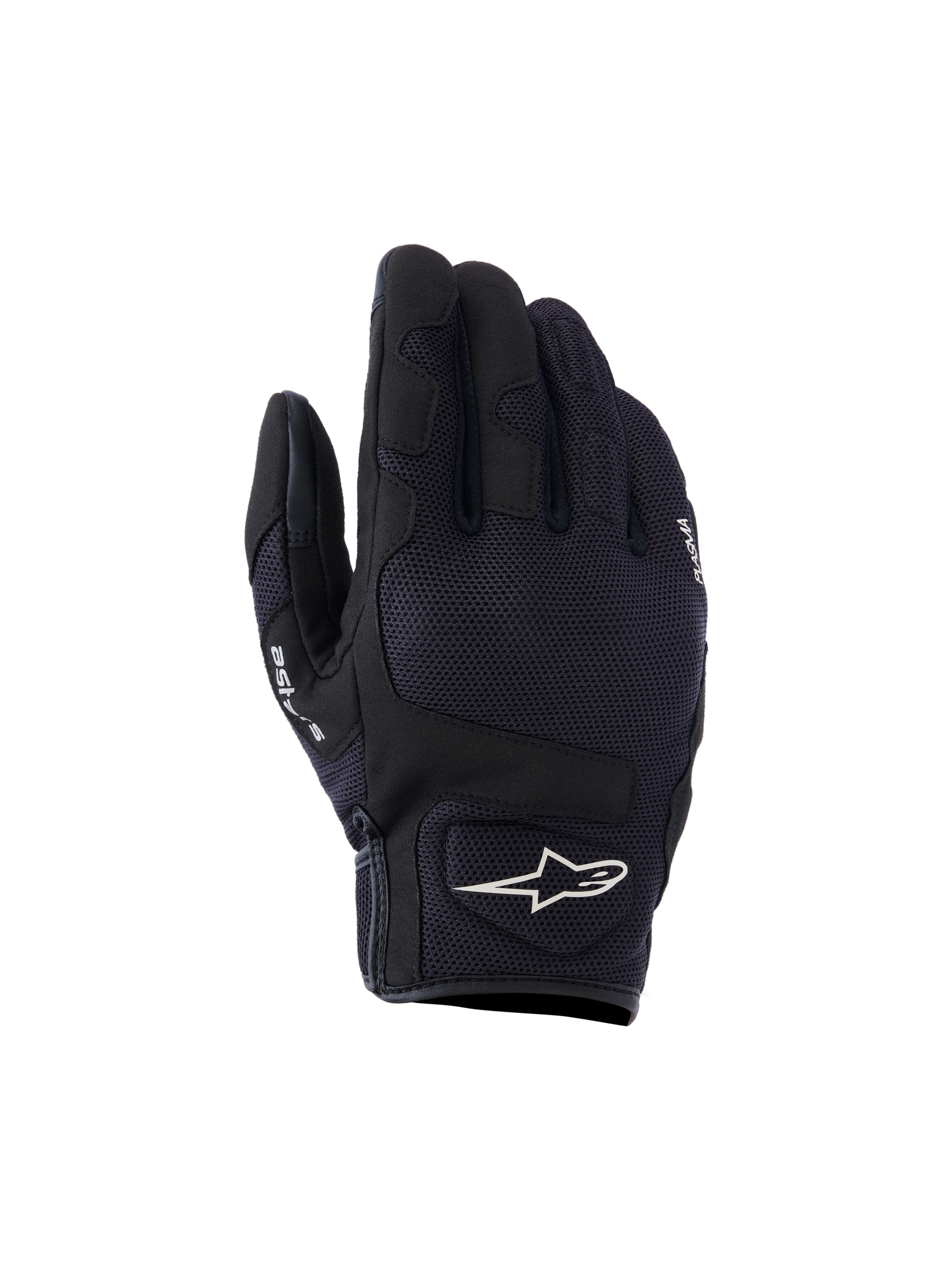 Alpinestars Ignite Gloves, guantes urbanos para moto, negros, con parte superior de malla transpirable, protección de nudillos NUCLEON PLASMA y logotipo de estrella Alpinestars blanco en el puño.