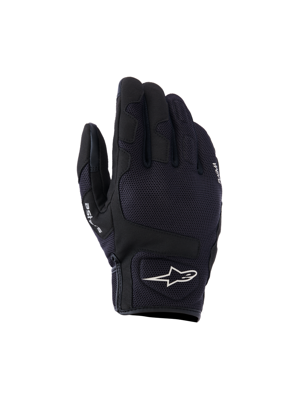 Alpinestars Ignite Gloves, guantes urbanos para moto, negros, con parte superior de malla transpirable, protección de nudillos NUCLEON PLASMA y logotipo de estrella Alpinestars blanco en el puño.