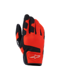 Guantes Alpinestars Ignite, guantes de moto, rojo mandarina y negro, tejido de malla transpirable, refuerzos negros en los dedos y nudillos, logotipo de estrella blanco, diseño de puño corto