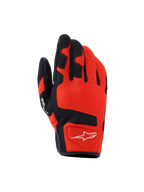 Guantes Alpinestars Ignite, guantes de moto, rojo mandarina y negro, tejido de malla transpirable, refuerzos negros en los dedos y nudillos, logotipo de estrella blanco, diseño de puño corto
