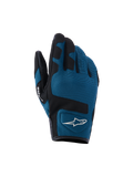 Guantes Alpinestars Ignite, guantes de moto urbanos, azul índigo y negro, construcción de malla textil transpirable en el dorso, paneles reforzados negros sobre los nudillos, logotipo A-star blanco, diseño de puño corto para conducción urbana